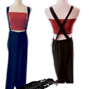 Crop top and suspender pants